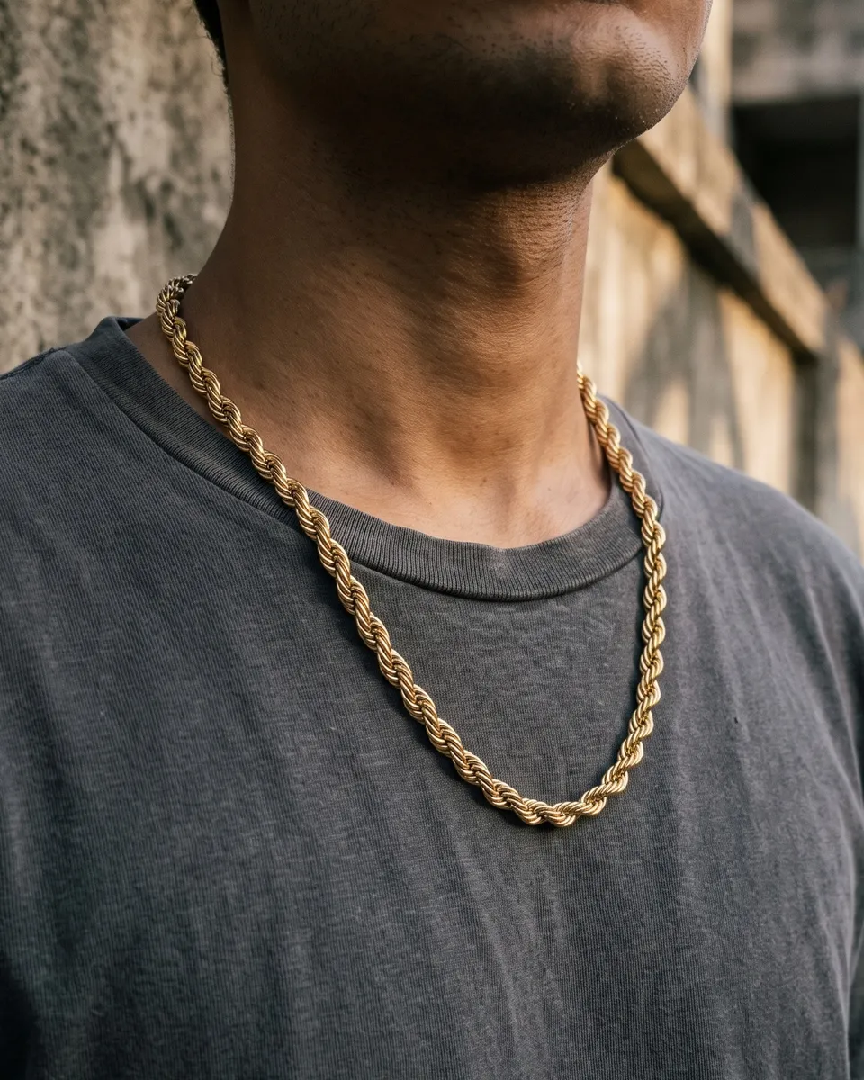 Sutli Bold Rope Chain, worn on body