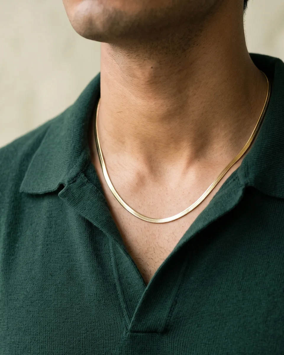 Brise Herringbone, worn on body
